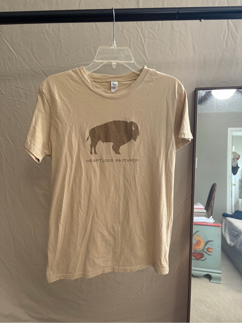 Tultex Tan Graphic Tee with Brown Buffalo Print Heartless Bastards